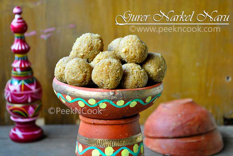 Gurer Narkel Naru Or Bengali  Coconut Laddu