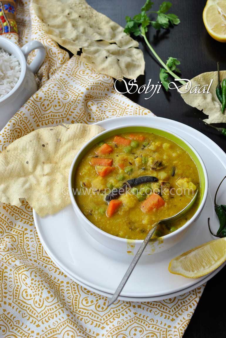 Sobji Die Muger Dal Or Bengali Style Mung Dal With Mixed Vegetables